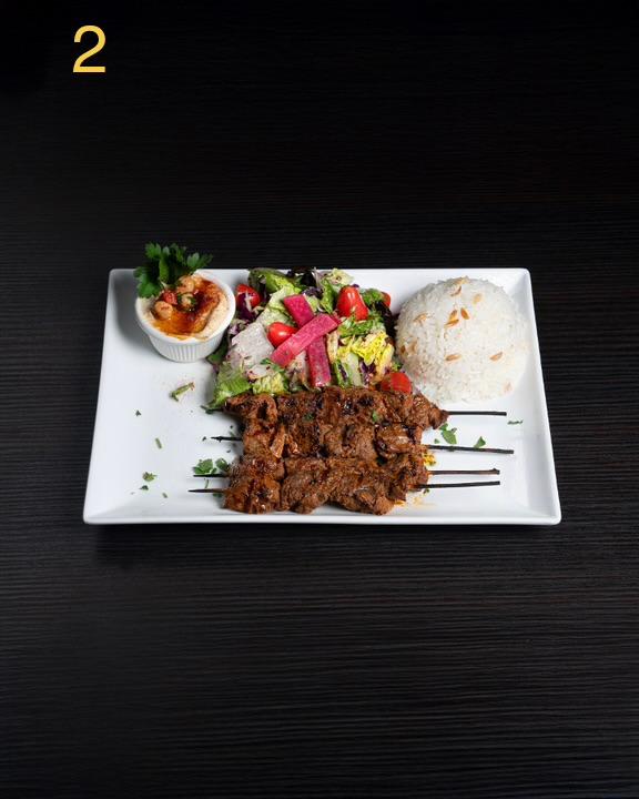 Combo shish kebab plate.