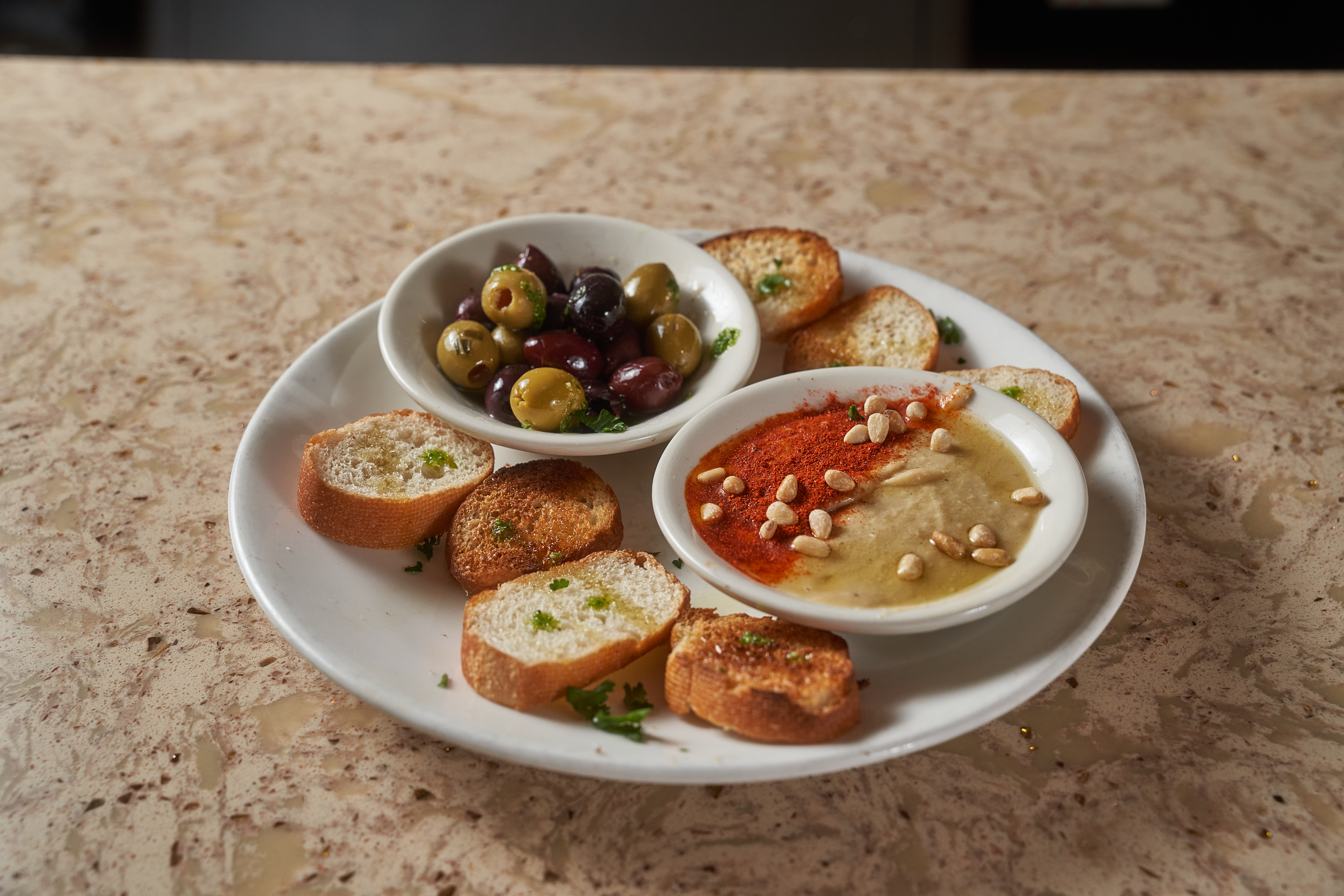 Fava Bean Olive Bruschetta.
