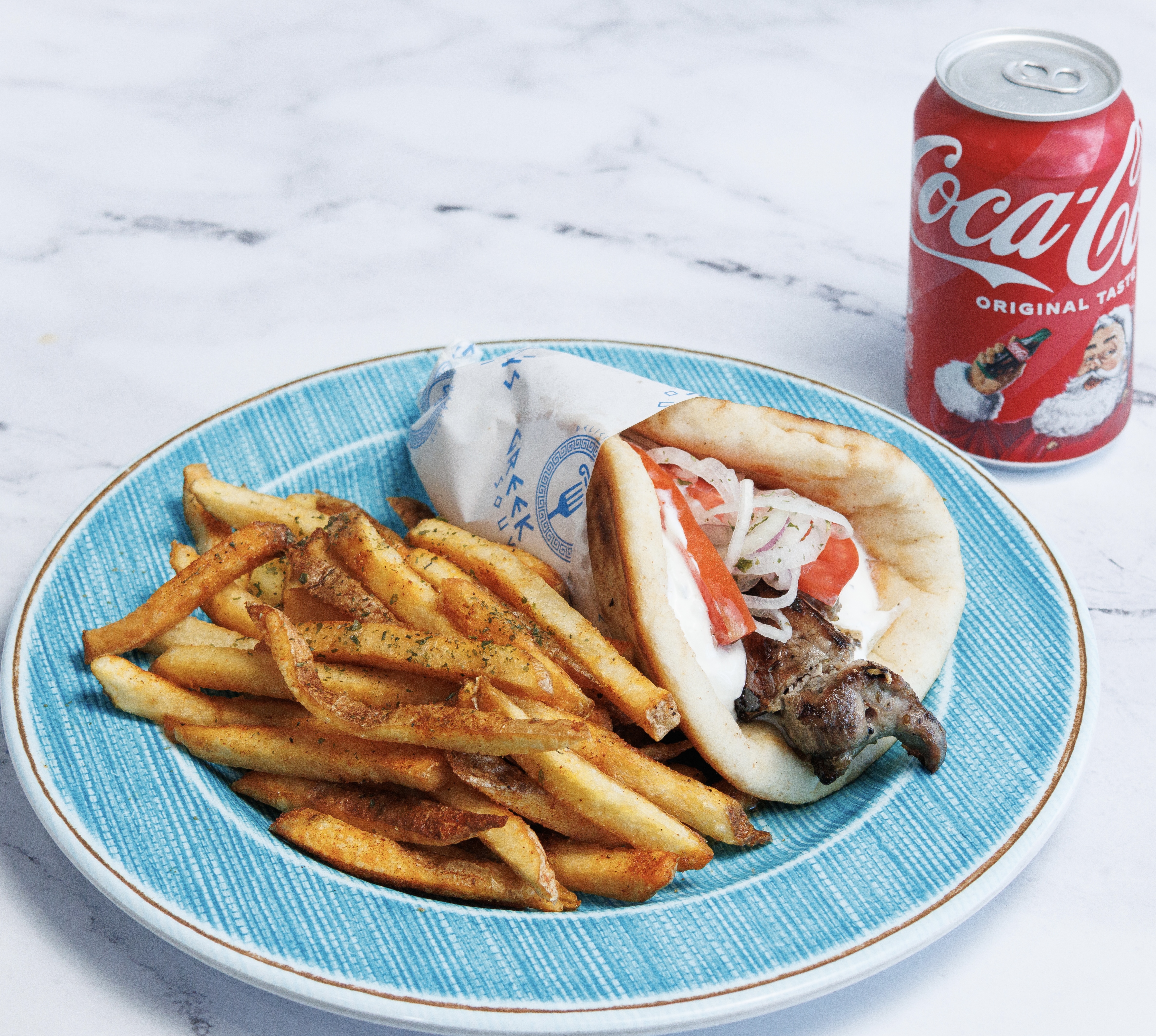 PORK SOUVLAKI PITA COMBO.