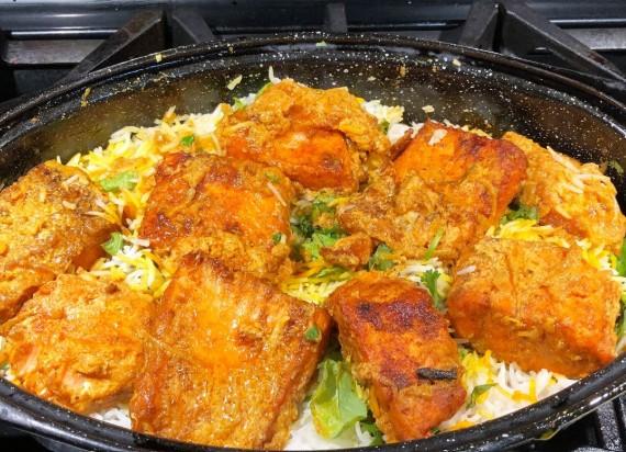 Fish (Salmon) Biryani.