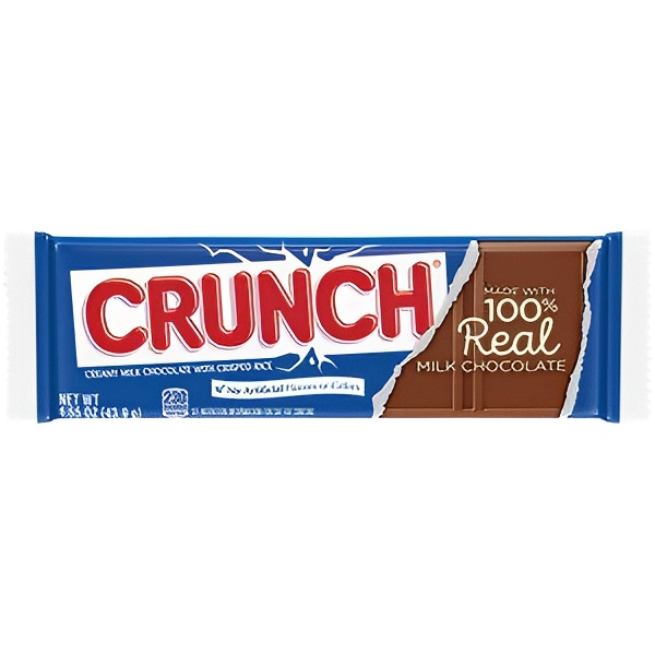 CRUNCH Chocolate Bar Single  Creamy Milk Chocolate with Crisped Rice  1.55 Oz.