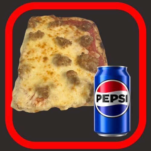 Jumbo Sicilian Sausage Slice & Drink.