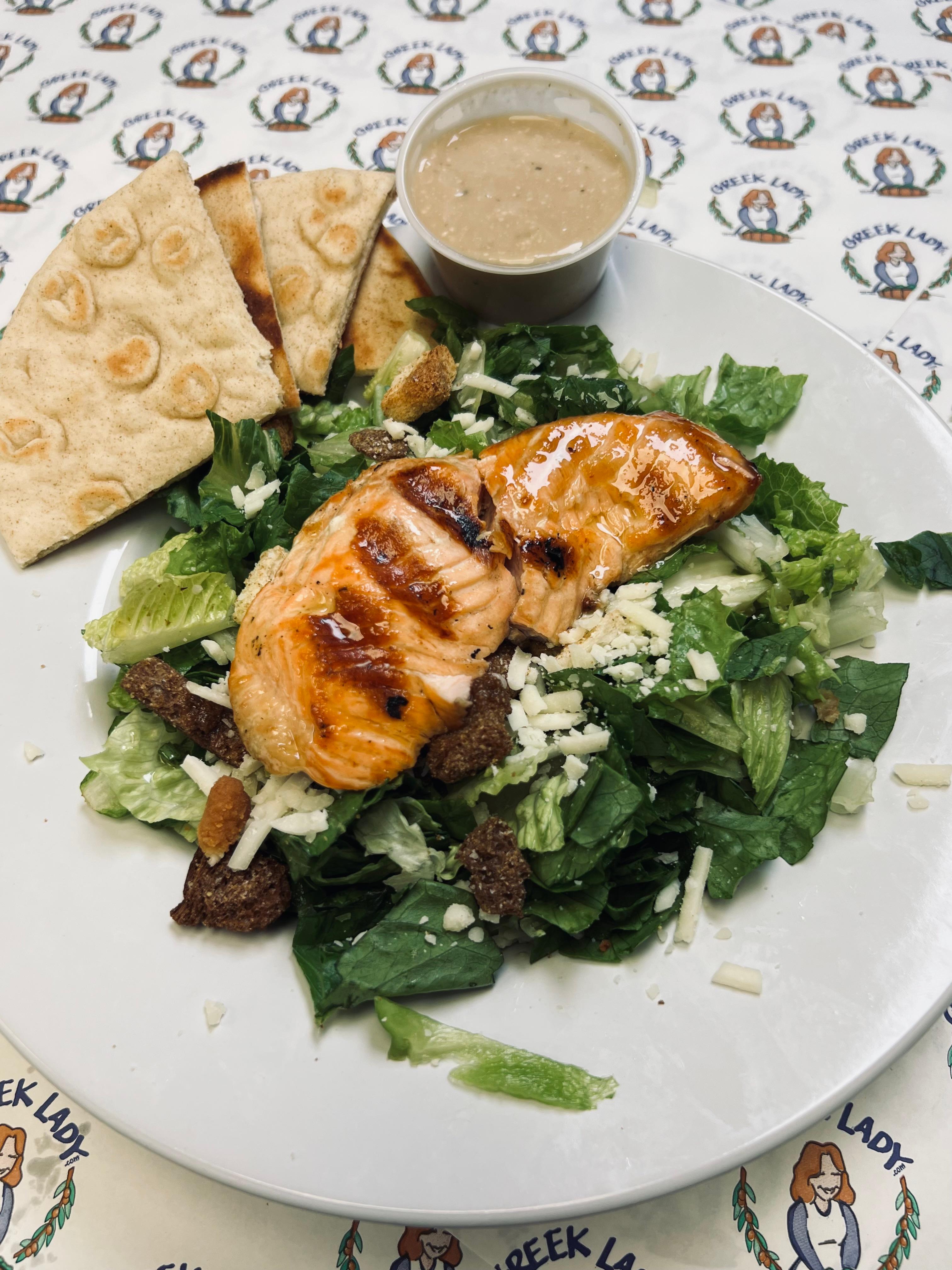 Salmon Ceasar Salad.