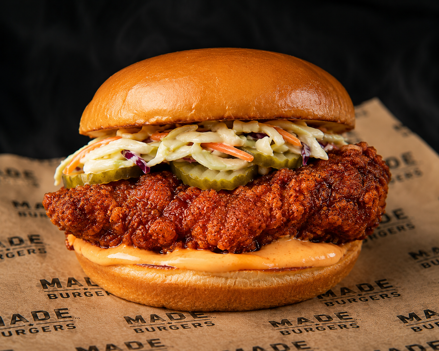 SPICY FRIED CHICKEN SANDWICH.