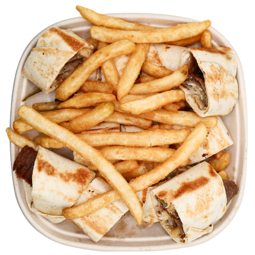 Combo Gyro Arabi Wrap With French Fries.