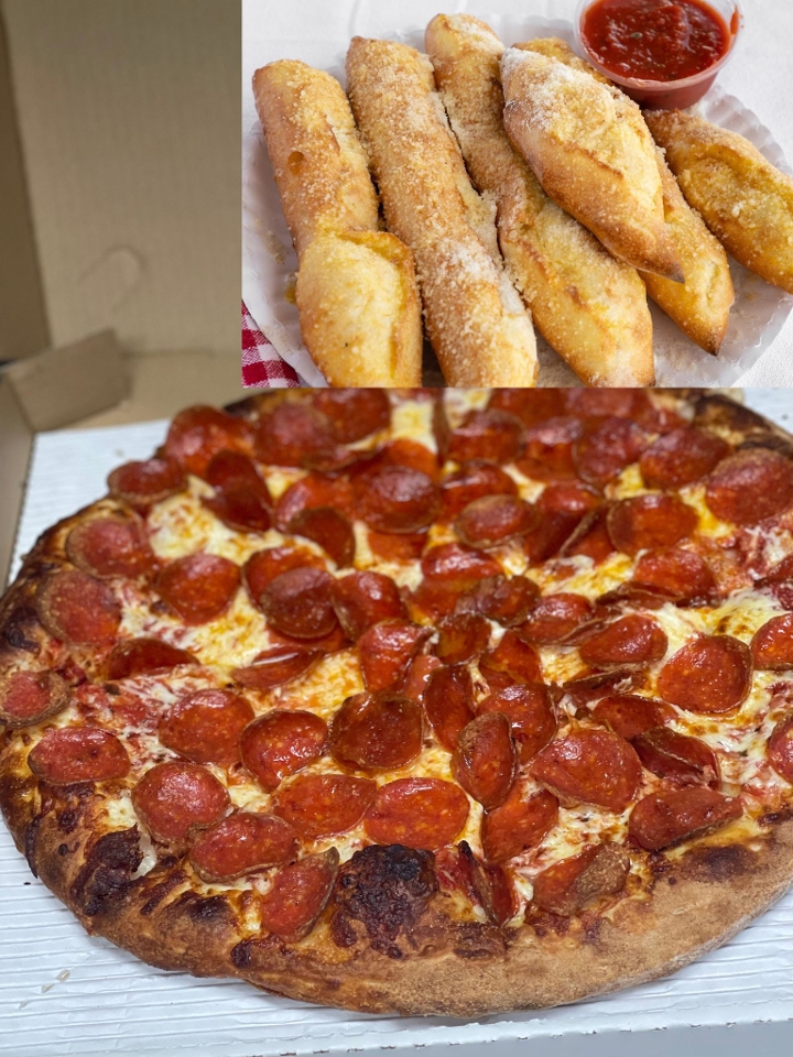 ONE LARGE 2 TOPPING PIZZA & 2 LTR or Bread COMBO.