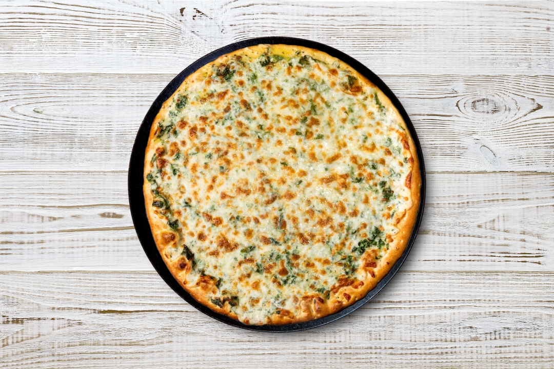 Small Spinach Alfredo Pizza.