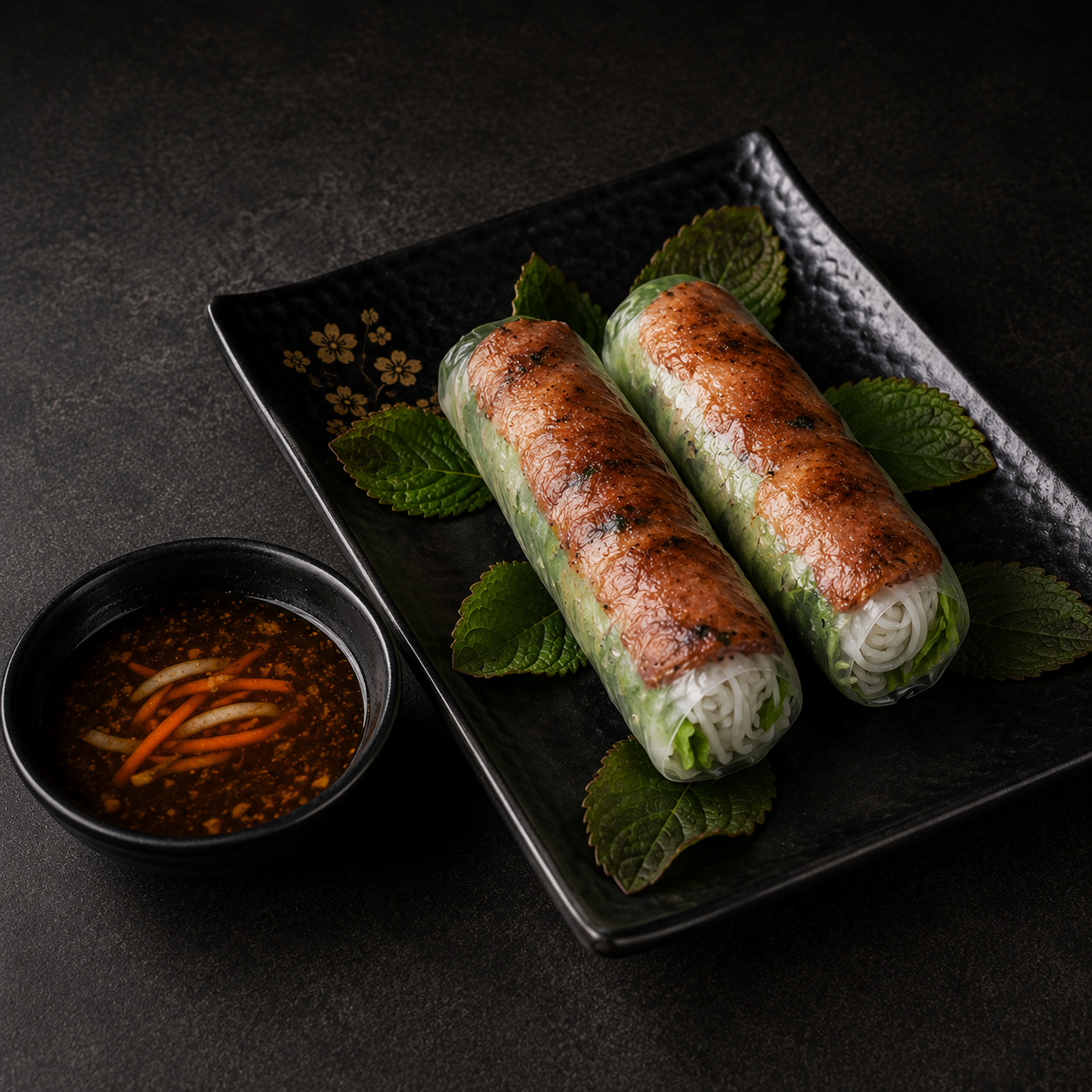 [7A] Grilled Pork Spring Rolls.