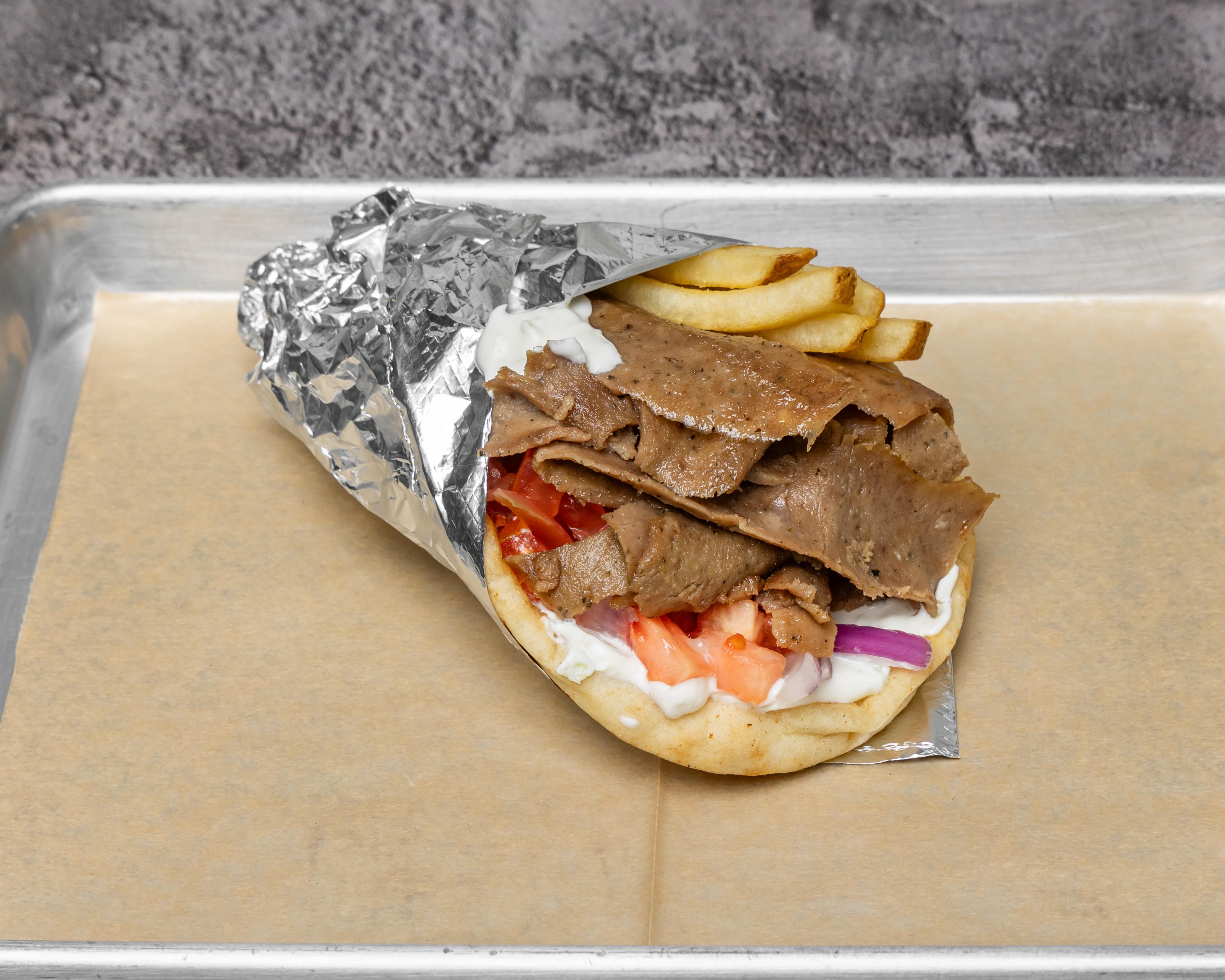 LAMB GYRO (CHICAGO GYRO) SANDWICH.