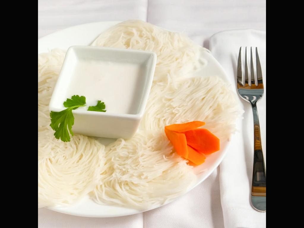 Idiyappam with Coconut Milk.
