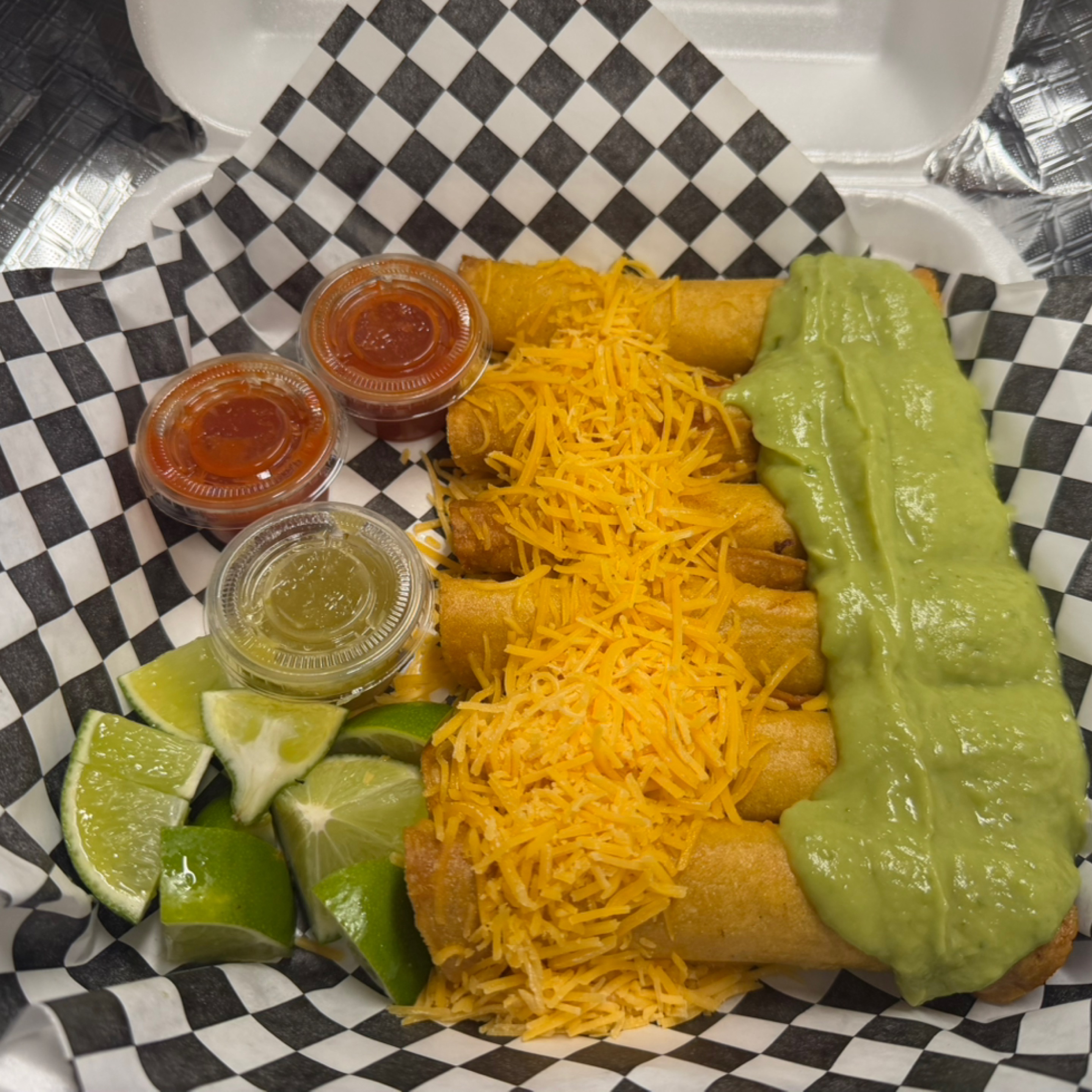 6 Rolled Tacos.