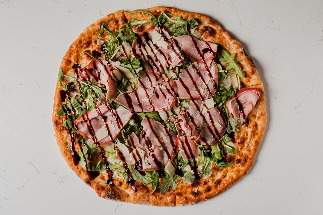 Arugula Prosciutto Pizza.