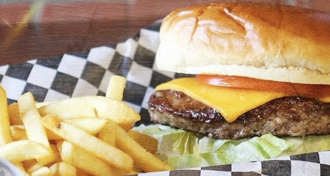 1/4 Lb. Cheese Burger with Fries and Fountain Drink.