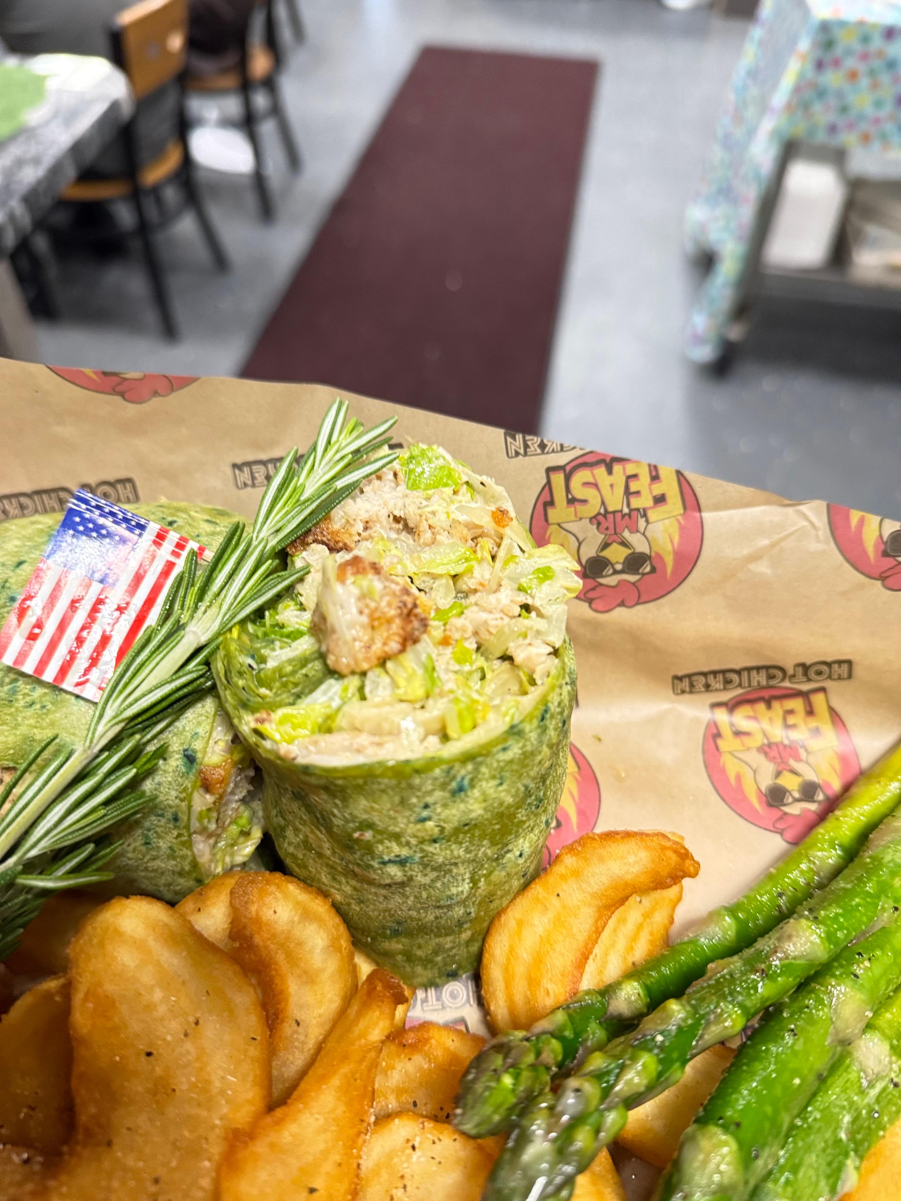 Chicken caesar wrap.