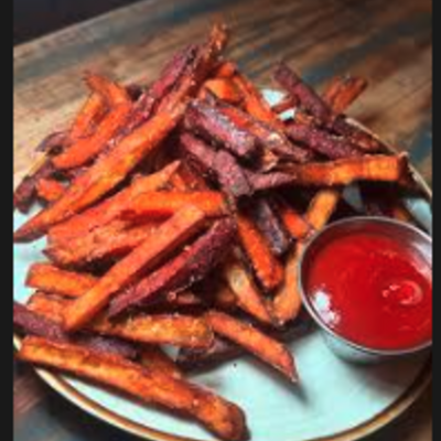 Tri-Color Sweet Potato Fries.