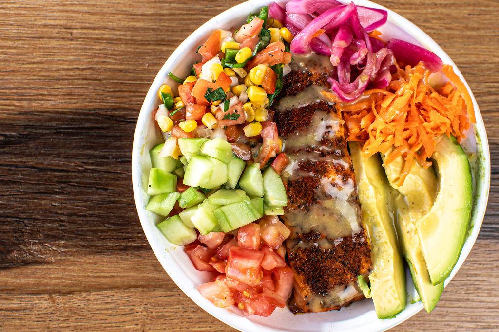 Blackened Salmon Bowl.