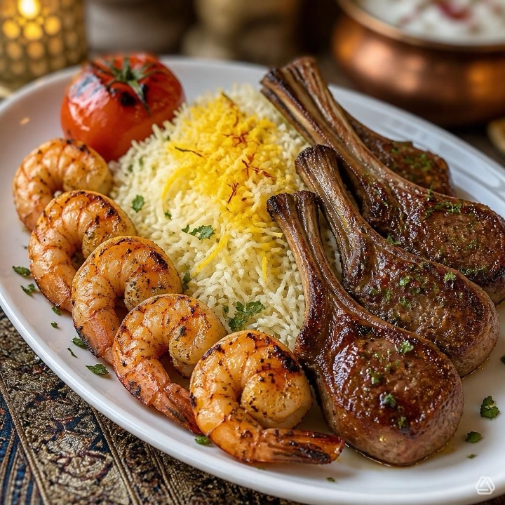 Shrimp & lamb chops.
