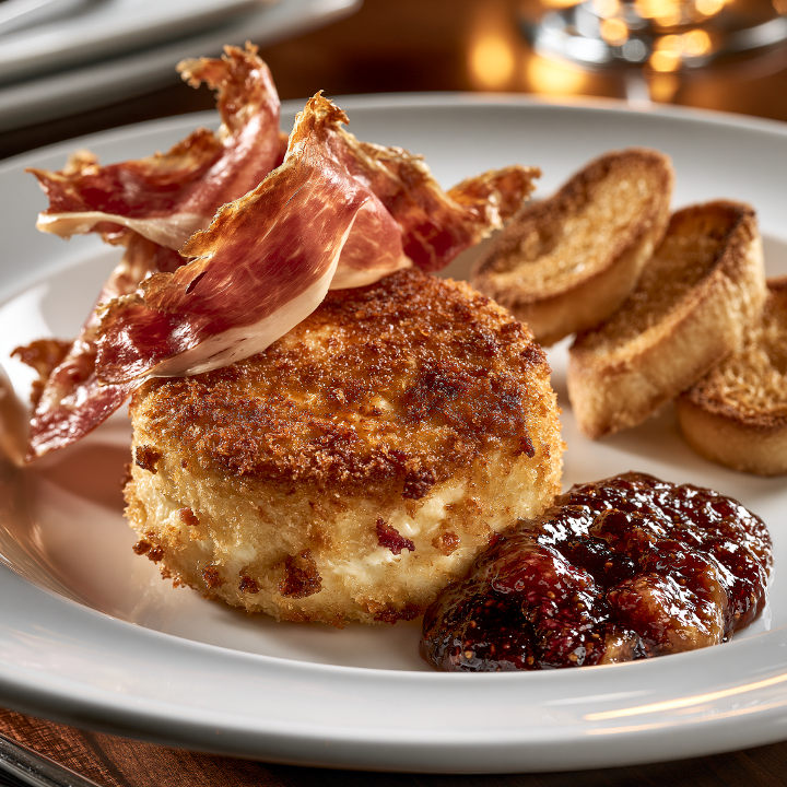 Fried Goat Cheese with Fig Jam & Prosciutto.