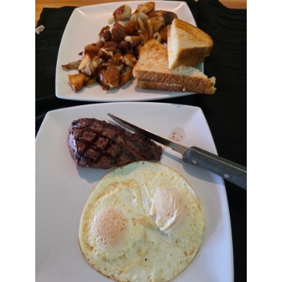 6oz Steak and Eggs.