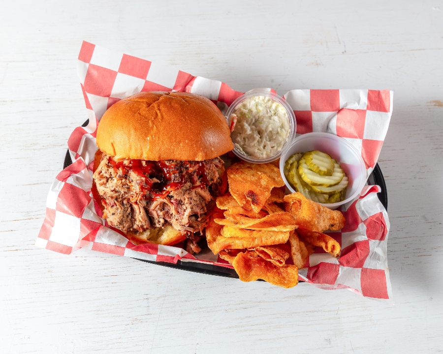 Smoked Pulled BBQ Chicken Sandwich.