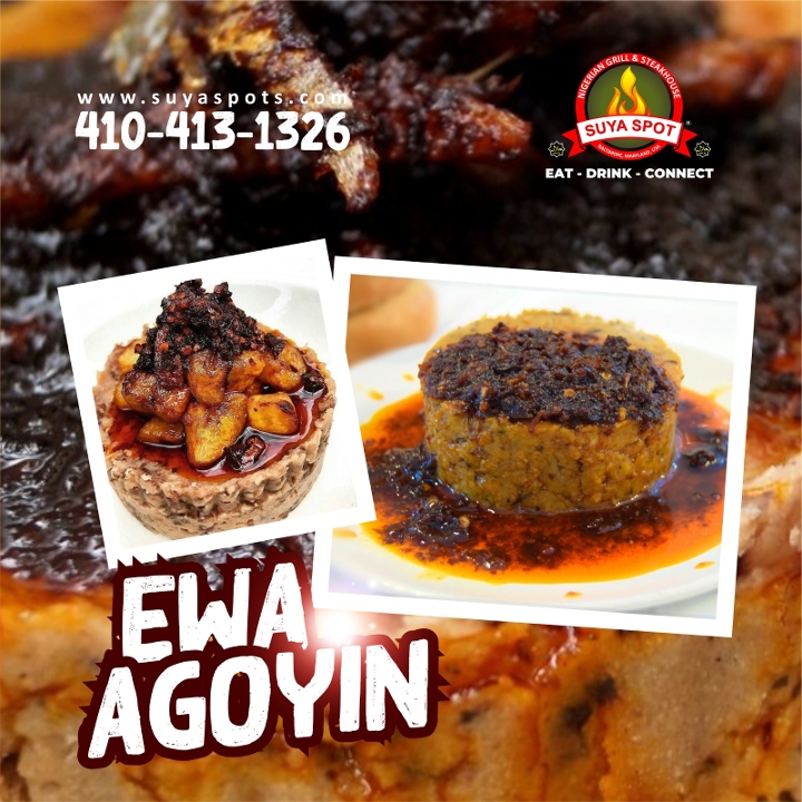 EWA AGOYIN,PLANTAIN ,GARRI WITH FISH.
