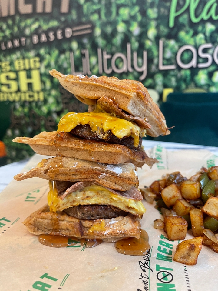 WAFFLE BREAKFAST SANDWICH.
