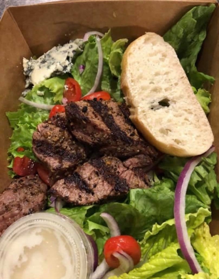 Black And Bleu Steak Bite Salad.