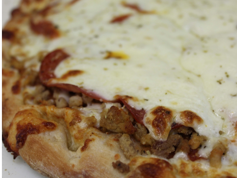 Large Hat Trick Pizza.