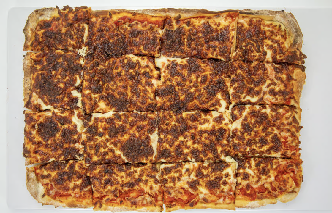 Half sheet pizza (cheese only).