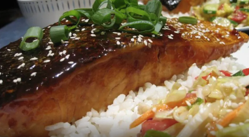 Salmon Teriyaki Dinner.