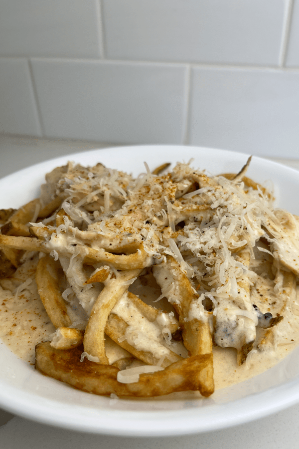 Cajun Fries Chicken Alfredo Pasta.