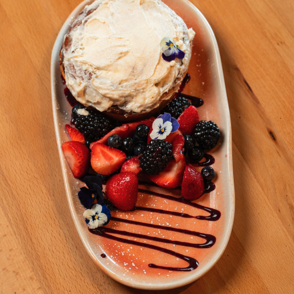 Cinnamon Roll & Berries.