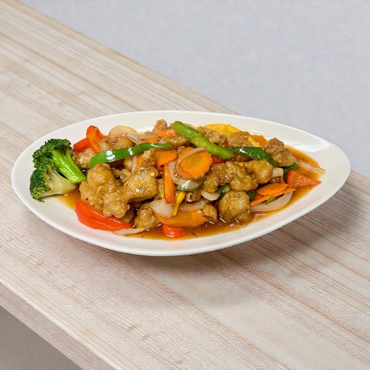 SWEET & SOUR FRIED CHICKEN.