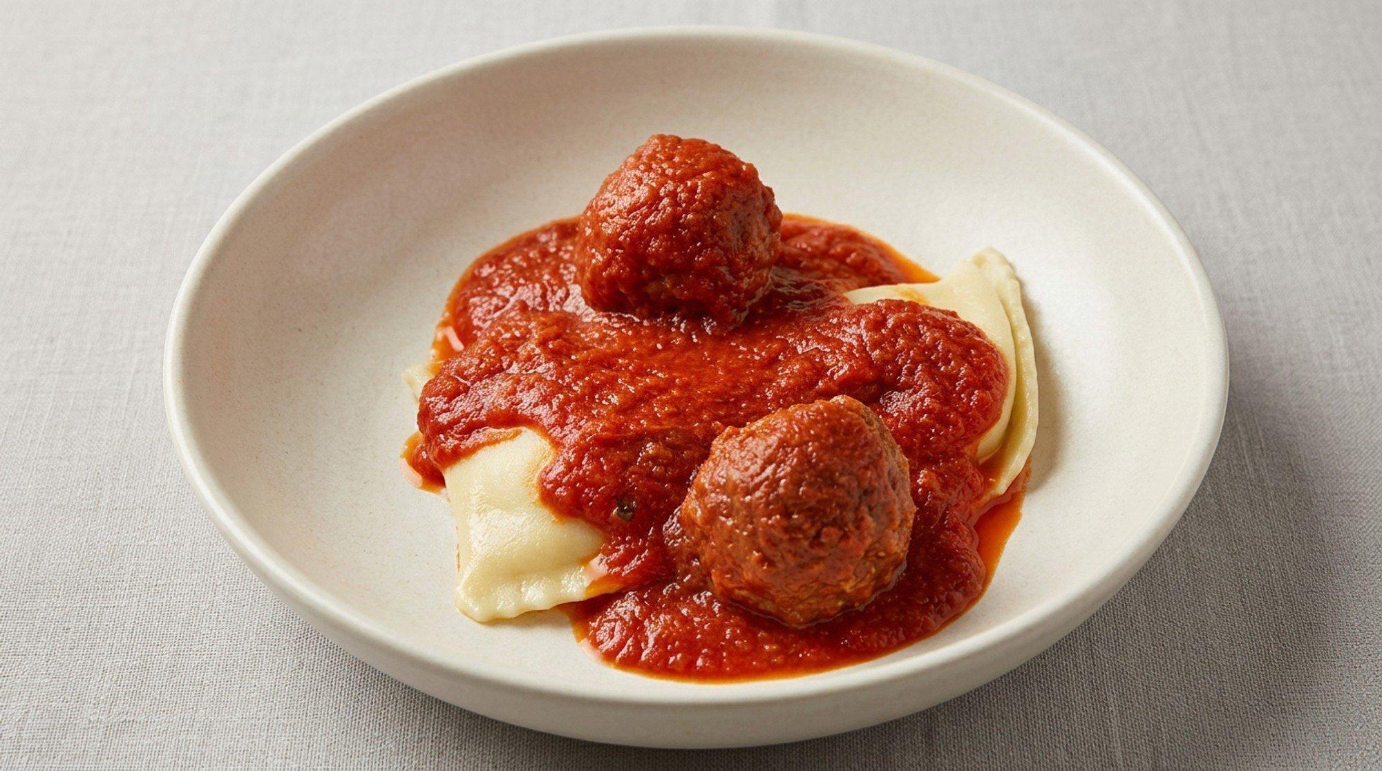 Raviolis with Meatballs Kids.