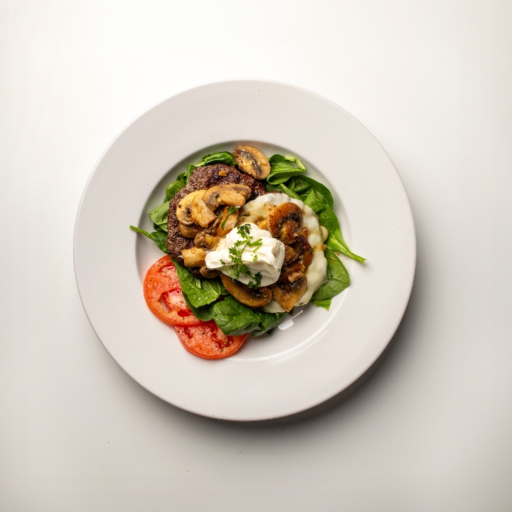 Mushroom & Rosemary Garlic Keto Burger.