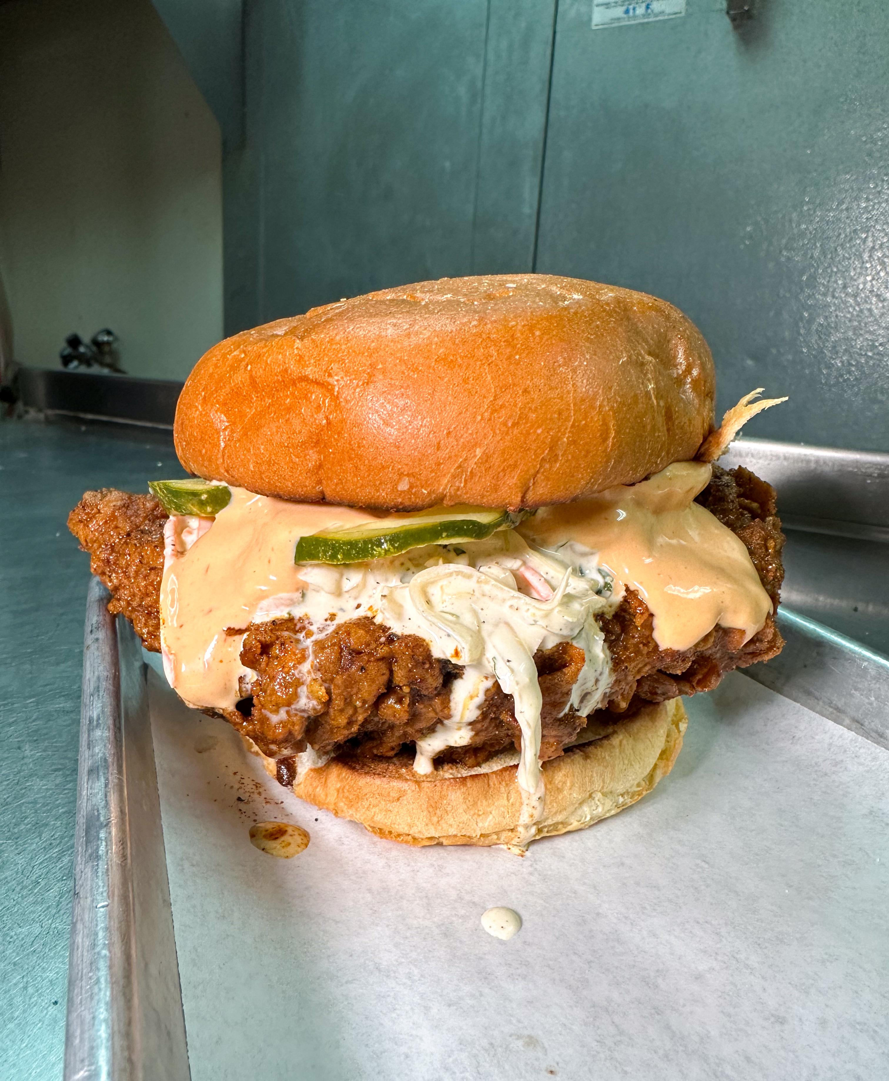 Sark's Hot Chicken Sandwich.