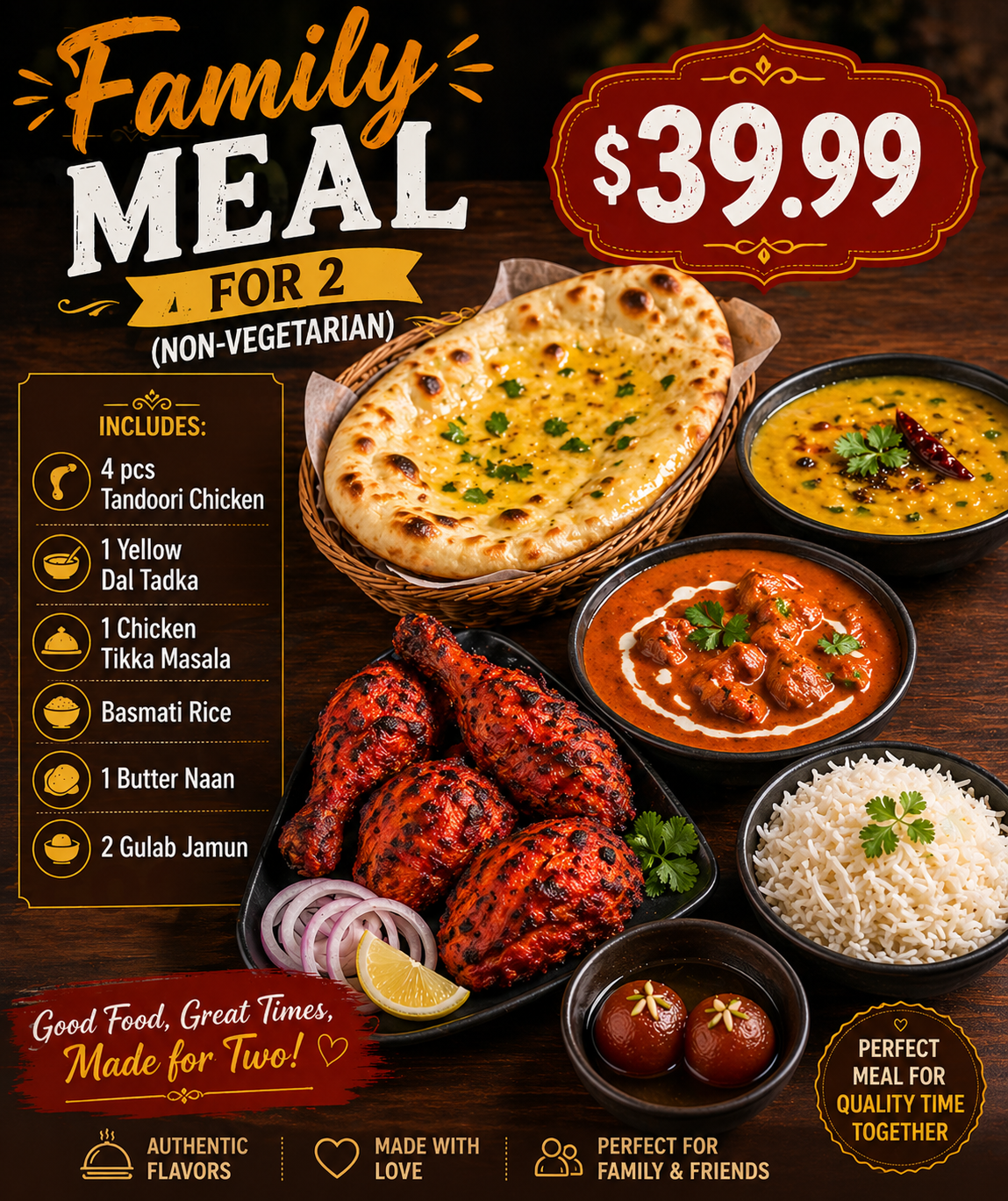Family Meal for 2 guest (Non-Vegetarian).