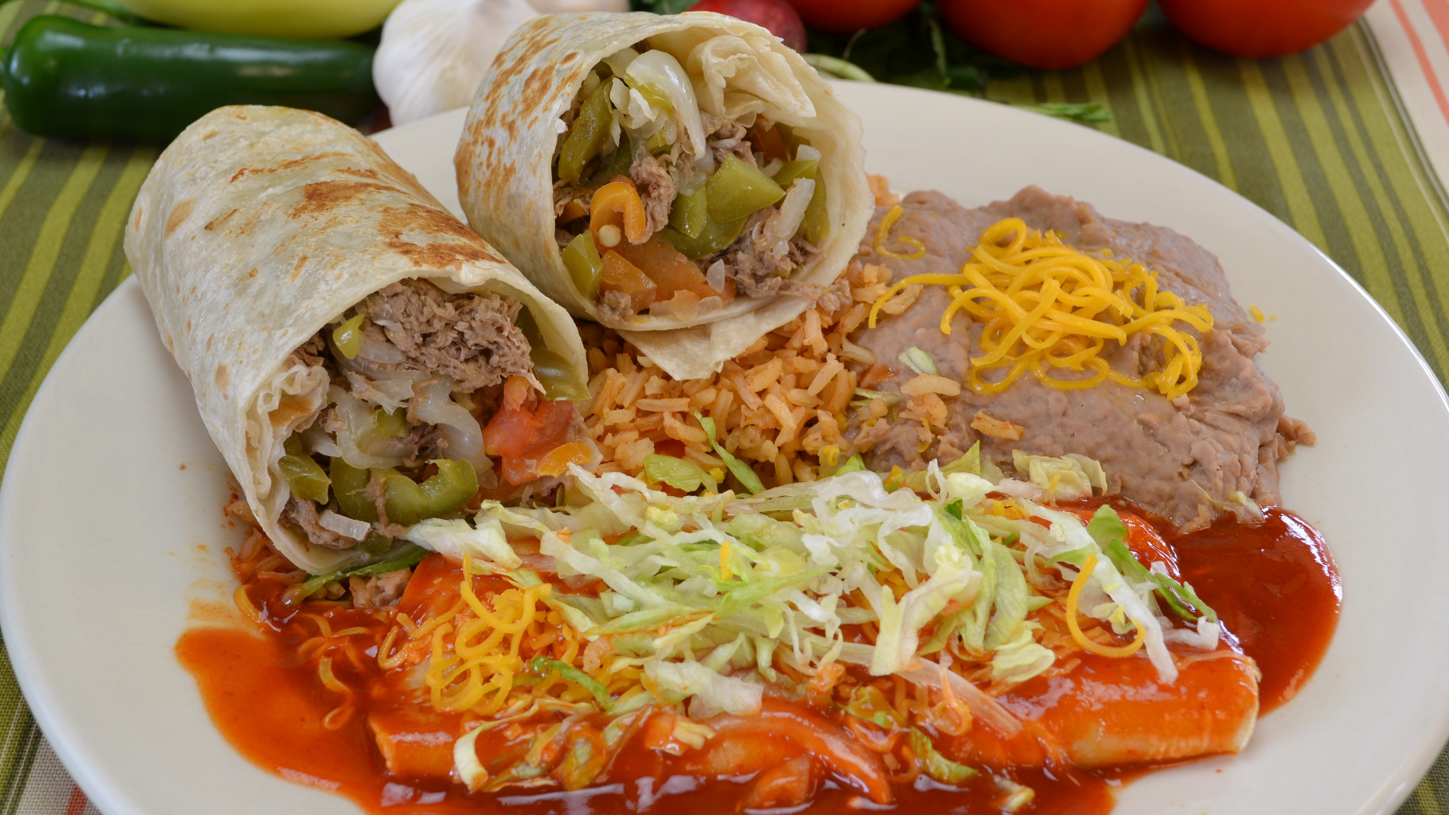 #7 Beef Burrito and Enchilada Combo.