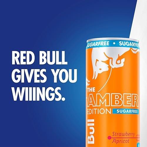 Red Bull Sugar Free Amber Edition, Strawberry Apricot Energy Drink, 8.4 Fl Oz.