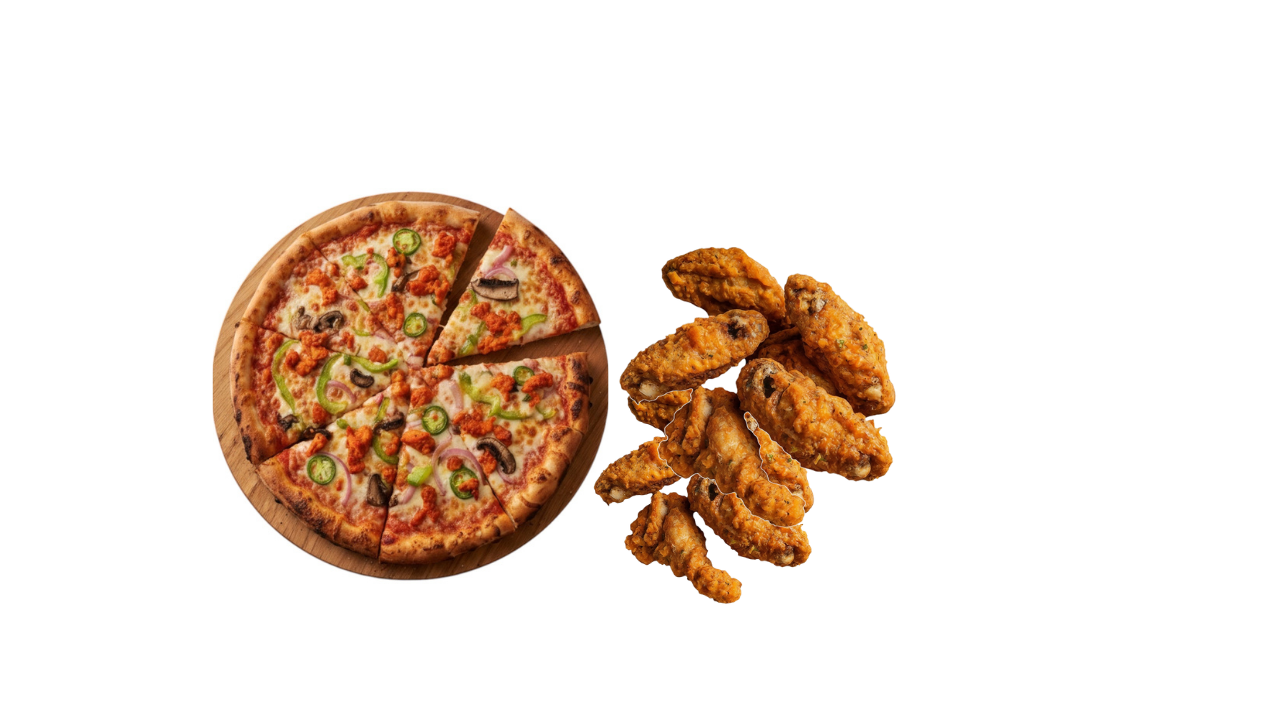 XL Pizza 1 Topping & 10 Wings.
