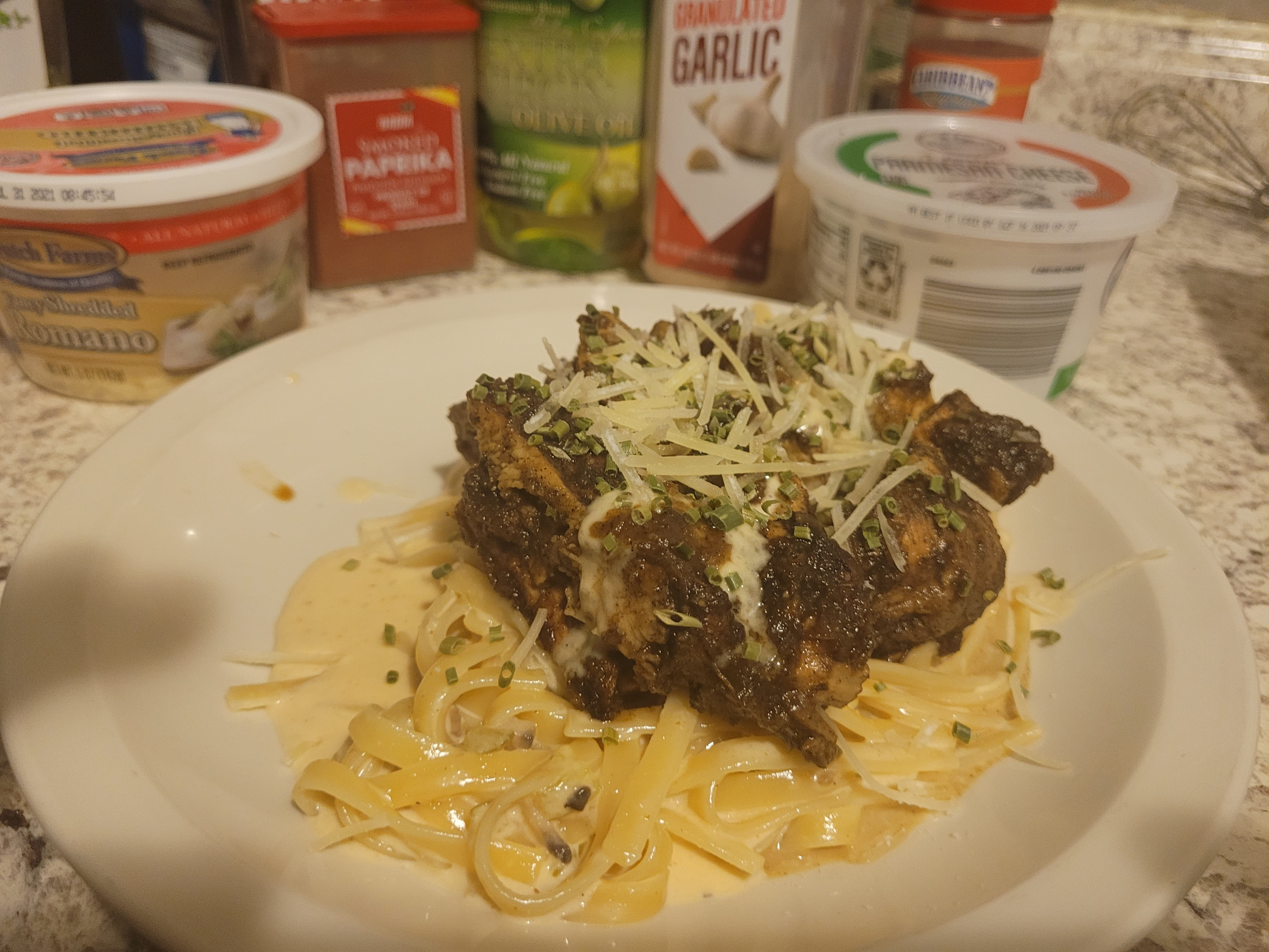 Chicken Alfredo.