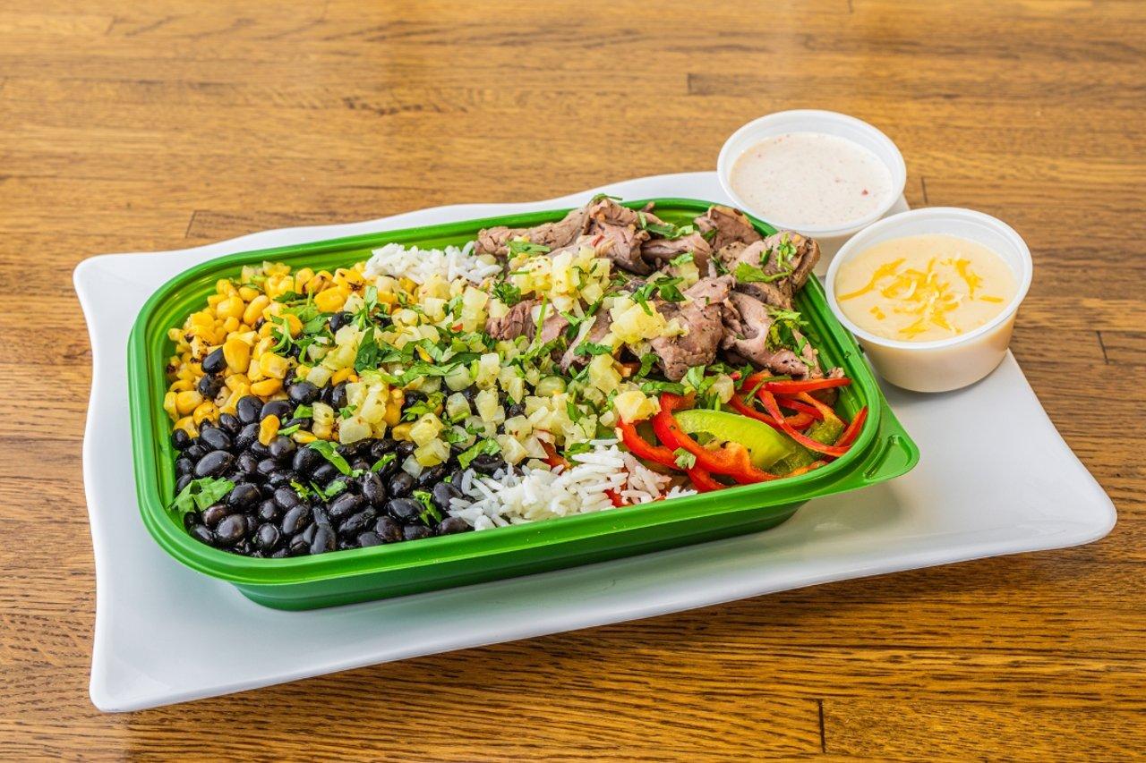 Baja steak rice bowl.