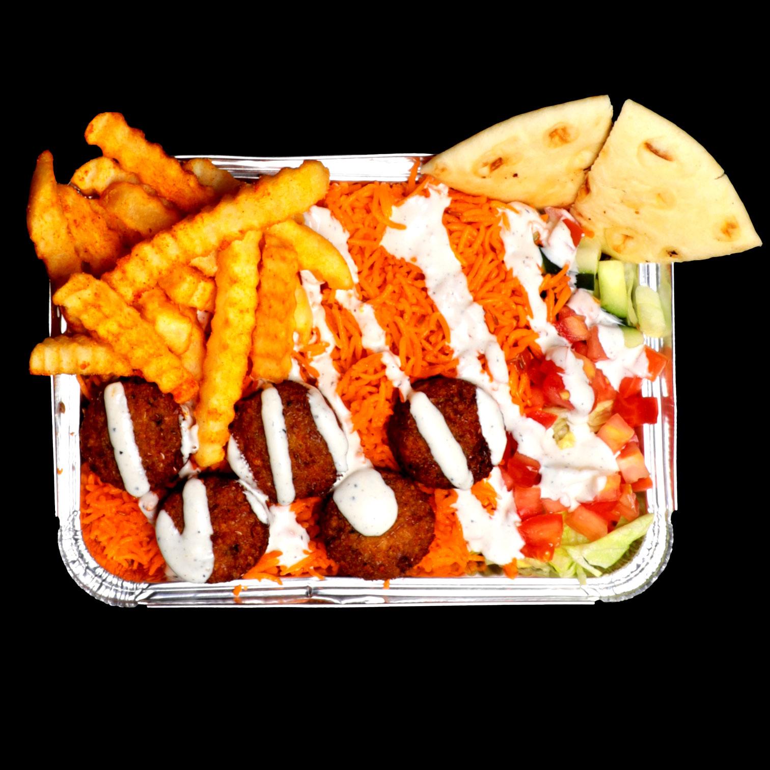 Falafel over Rice Platter.