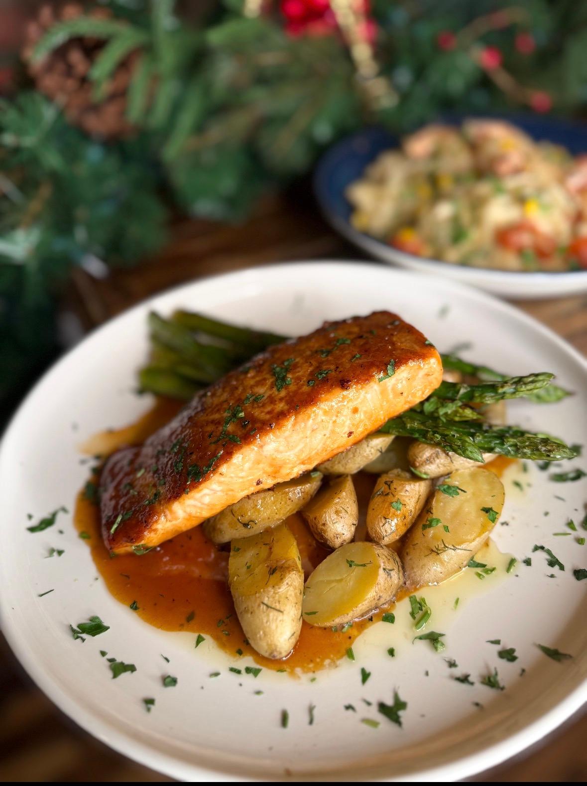 Maple Bourbon Salmon.