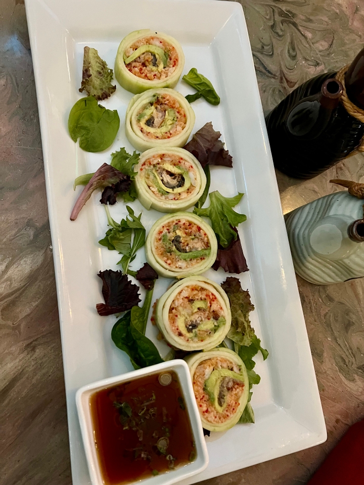 Eel, Spicy Snow Crab, and Avocado naruto.