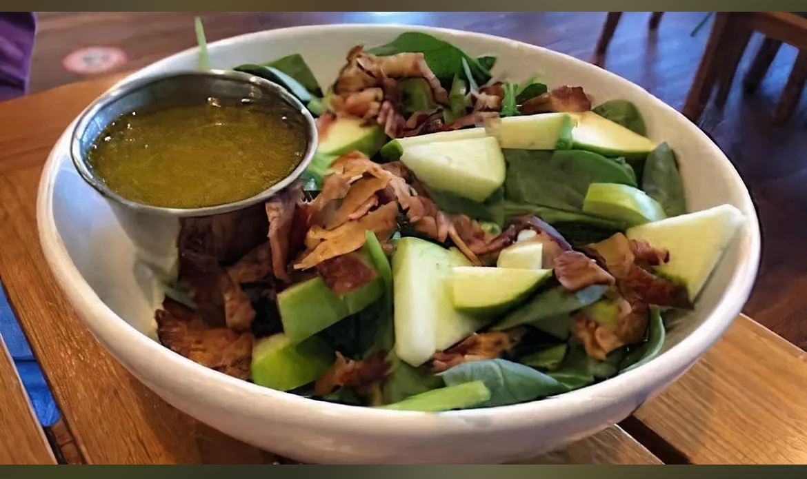 Spinach Salad With Apple Vinaigrette.