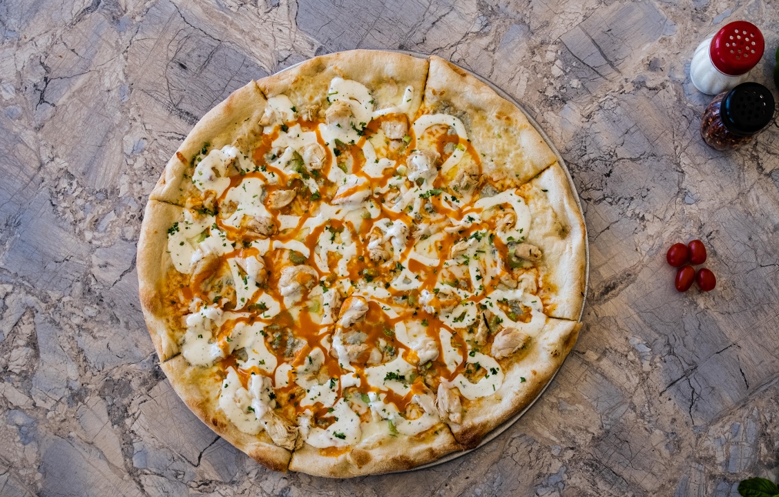 XL Buffalo Chicken Pizza.