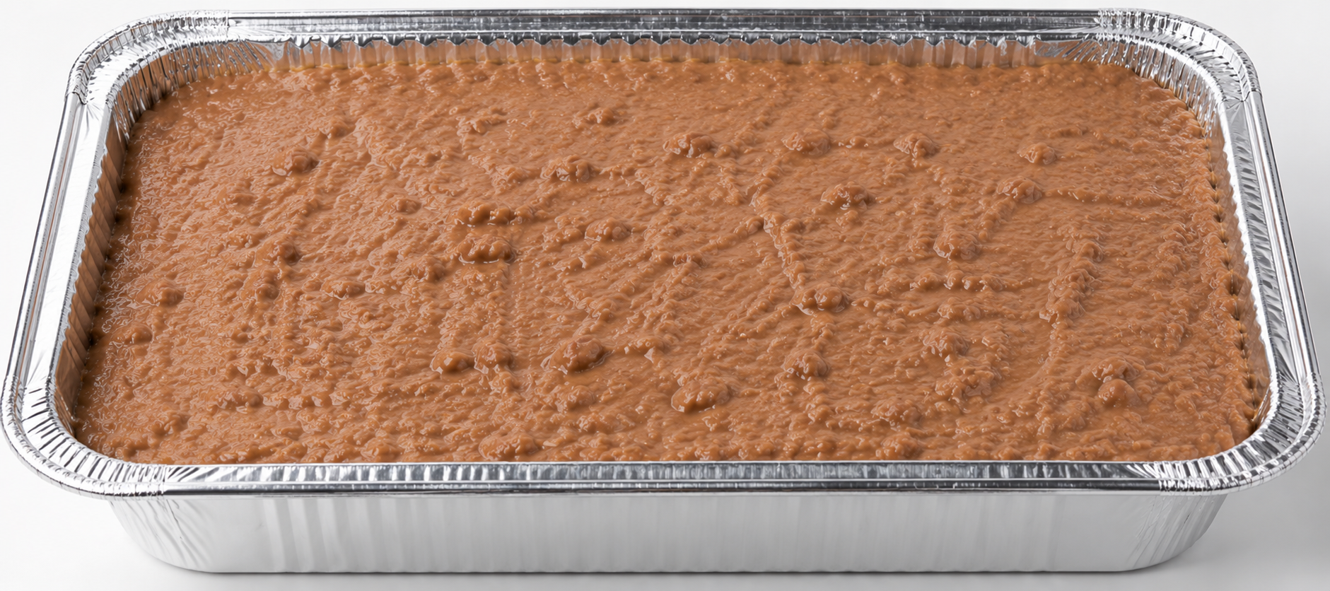 Refried pinto beans tray.