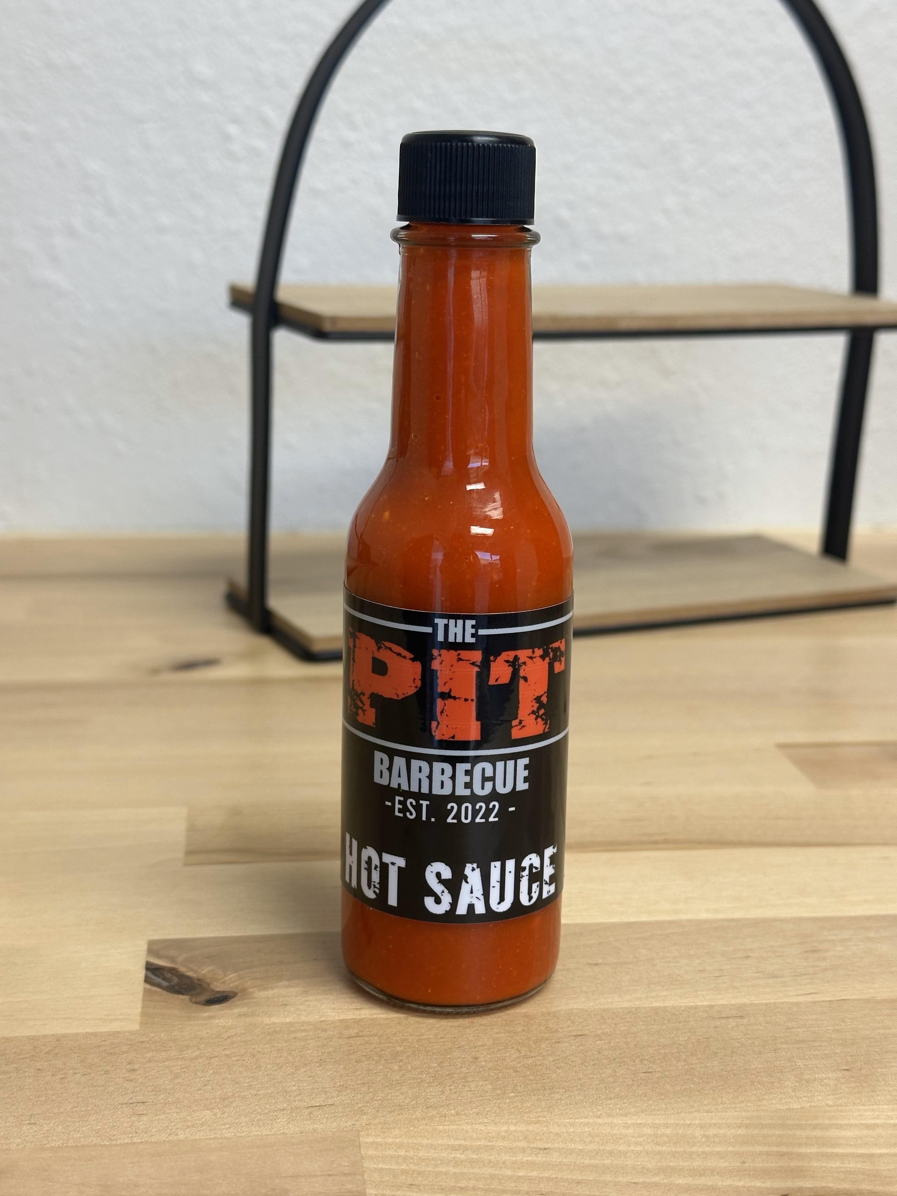 7 oz PIT HOT SAUCE BOTTLE.