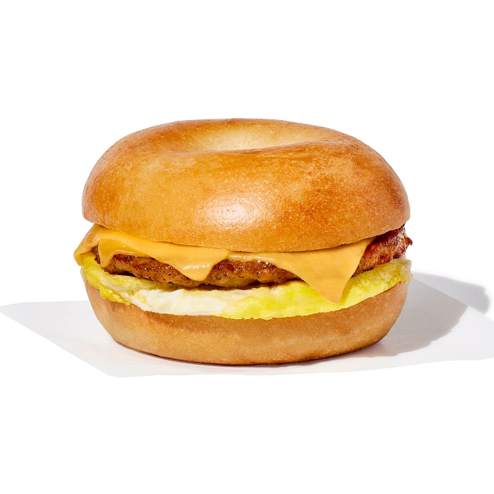 Sausage, Egg, and Cheese Toasted Bagel.